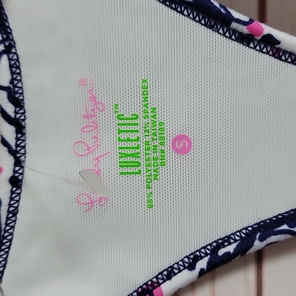 Lilly Pulitzer Navy, White & Pink Swirl Racerback Tank Top - Picture 4 of 4